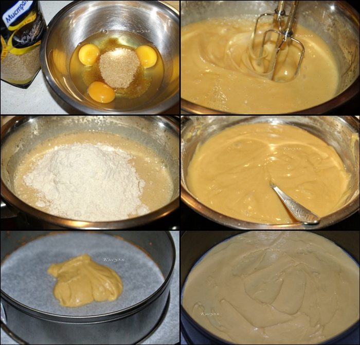 Крем для торта яйцо сахар масло. Пошаговое приготовление бисквита. Мука для бисквита. Взбиваем яйца с сахаром для бисквита.