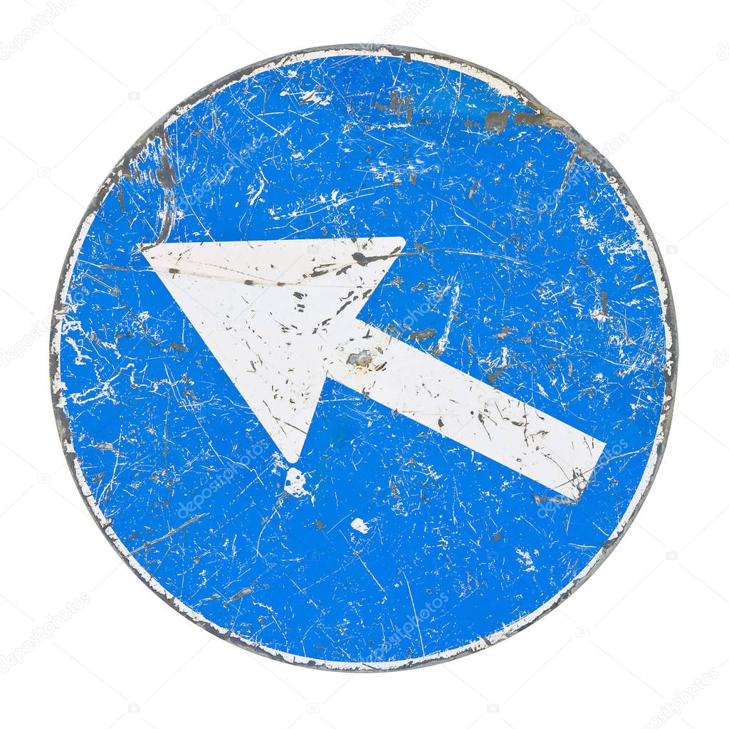 Знак белая стрелка прямо на синем фоне